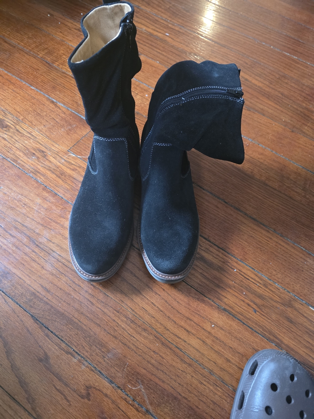 Comfortiva Black Suede Slouch Ankle Boots - Picture 4 of 4